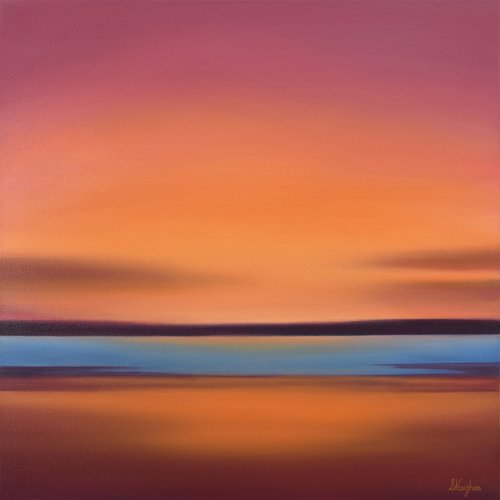 Glowing Shore - Colorful Abstract Landscape by Suzanne Vaughan
