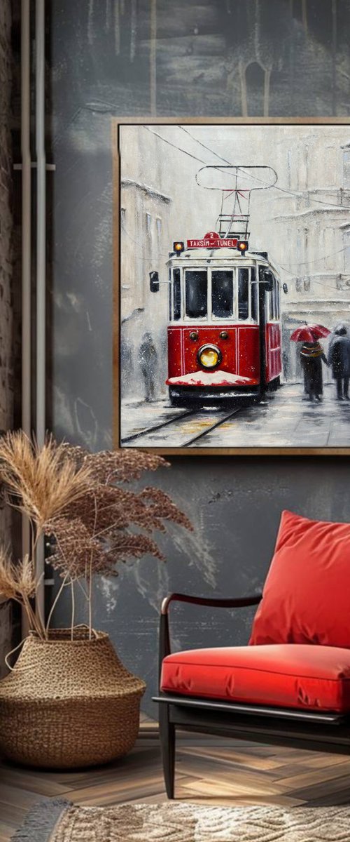 Red Tram in Istanbul by Irina Magon