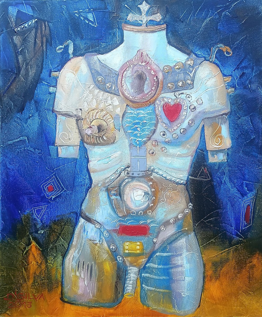 Surrealistic Oil Painting , Male Torso By Silvija Drebickaite, 20 X 24, Artwork For Sale On Artfinder