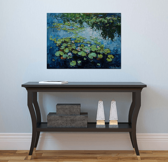 Water Lilies - Impasto Original Oil painting