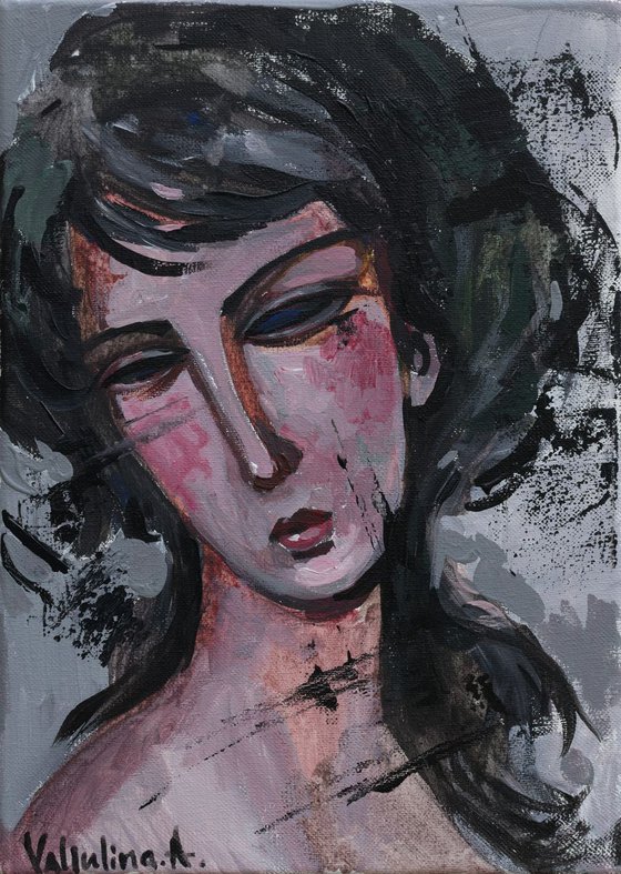 Female portrait inspired by Modigliani