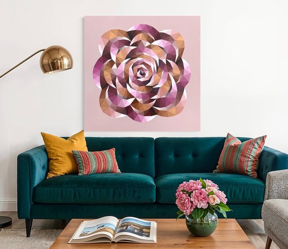 GOLD AND PINK CRYSTAL ROSE