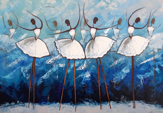 Ballerinas blue 70×100cm