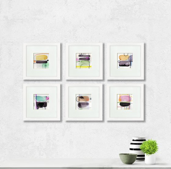 Abstract Euphoria Collection 2 - Set of 6 Abstract Paintings by Kathy Morton Stanion
