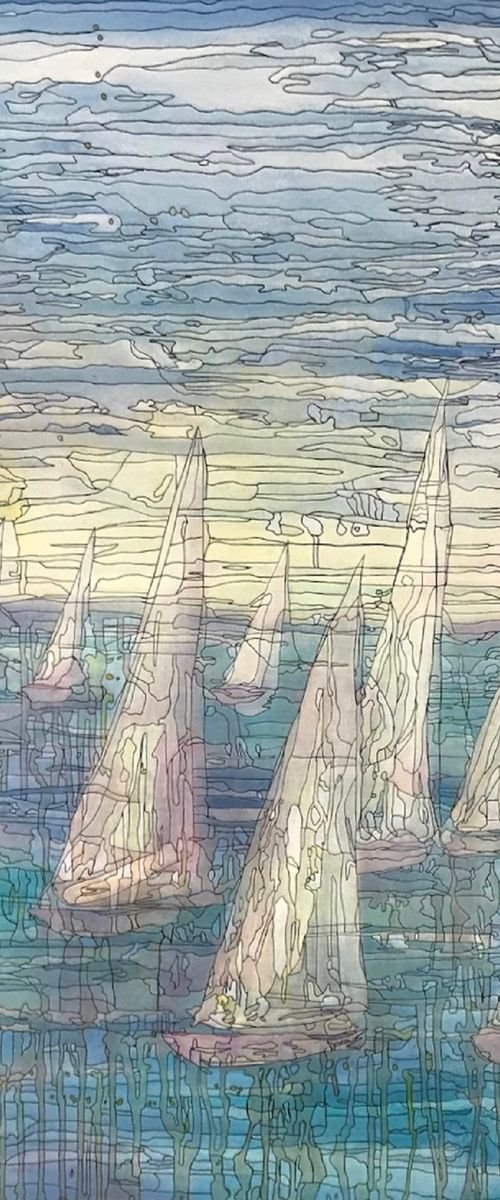 Abstract Sail Boats CZ18031 by Carol Zsolt