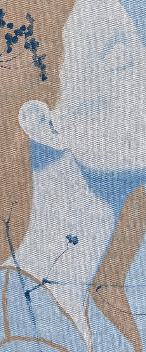 Blue Silence II - Botanical Woman Portrait by Snezhana Zhukova