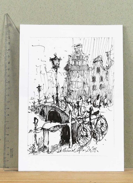 Amsterdam, ink drawing, 2023