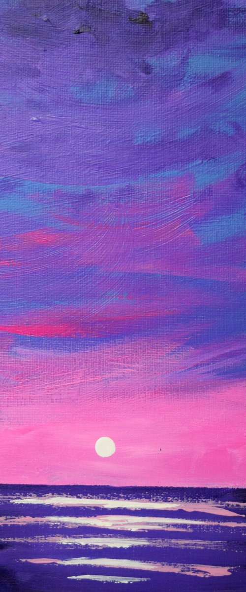 purple sky calling seascape painting by Stuart Wright