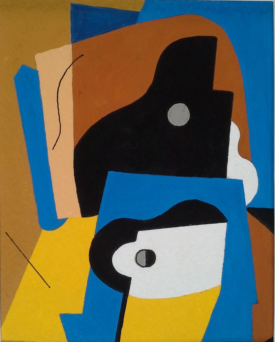 Geometric Abstract Painting By Paul Heron, 11 X 13", Still Life, Original Artwork