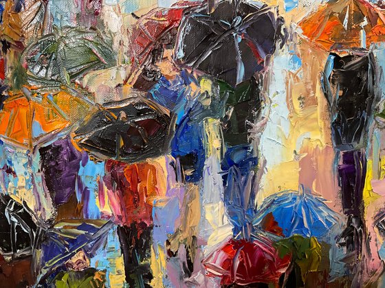 First meeting under umbrellas