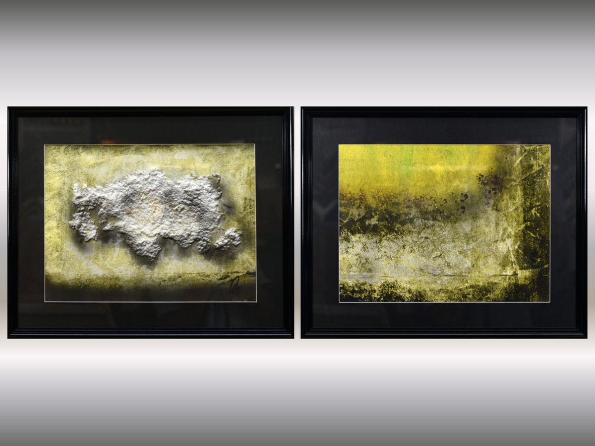 Clouds - Acrylic Art Painting, Framed, Matted Painting, Abstract Painting, Large Painting... by Edelgard Schroer