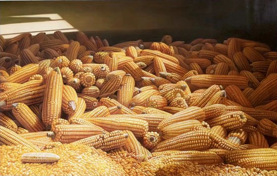 Still life oil painting:Corns c107