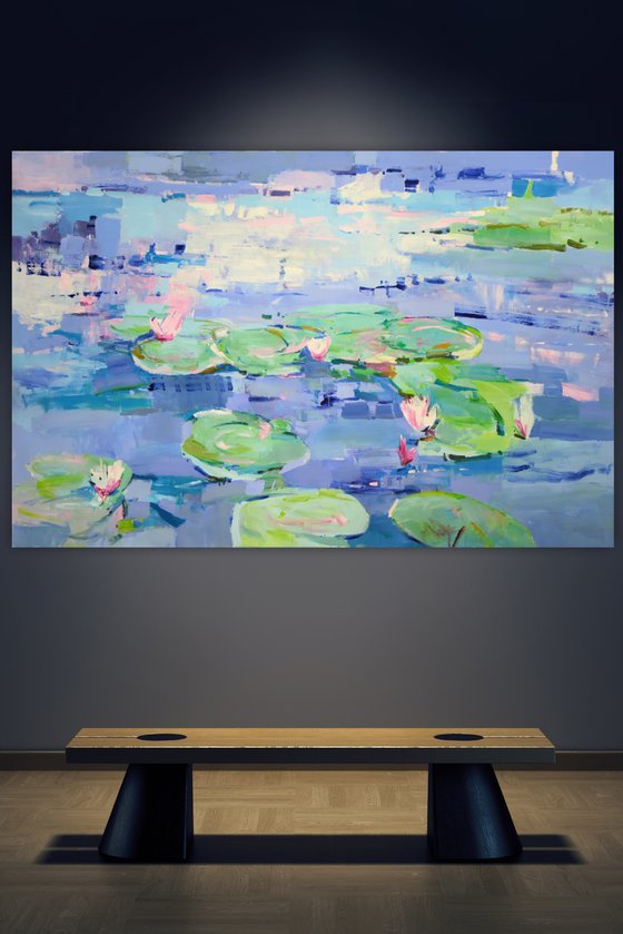 Water lilies XXL Painting Art Fine Art Landscape painting