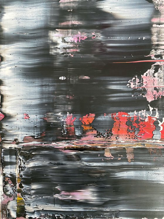 "The Dark Side" - Original PMS Abstract Oil Painting On Plexiglass, Framed - 26" x 26"
