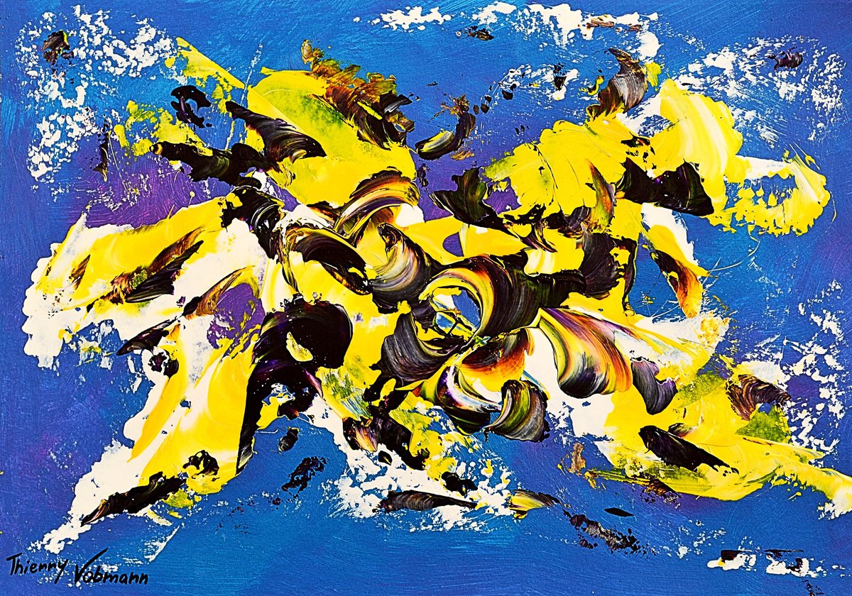 Abstract Acrylic Painting By Thierry Vobmann. Abstract ., 17 X 12", Ideal Gift 69, Original Artwork
