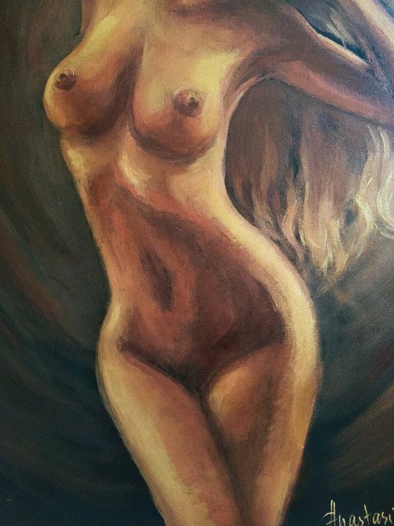 Erotic Art Naked Aphrodite Black and Gold art