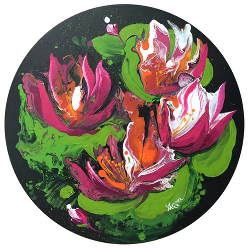 Water lilies. Abstract painting. by Natalia Veyner