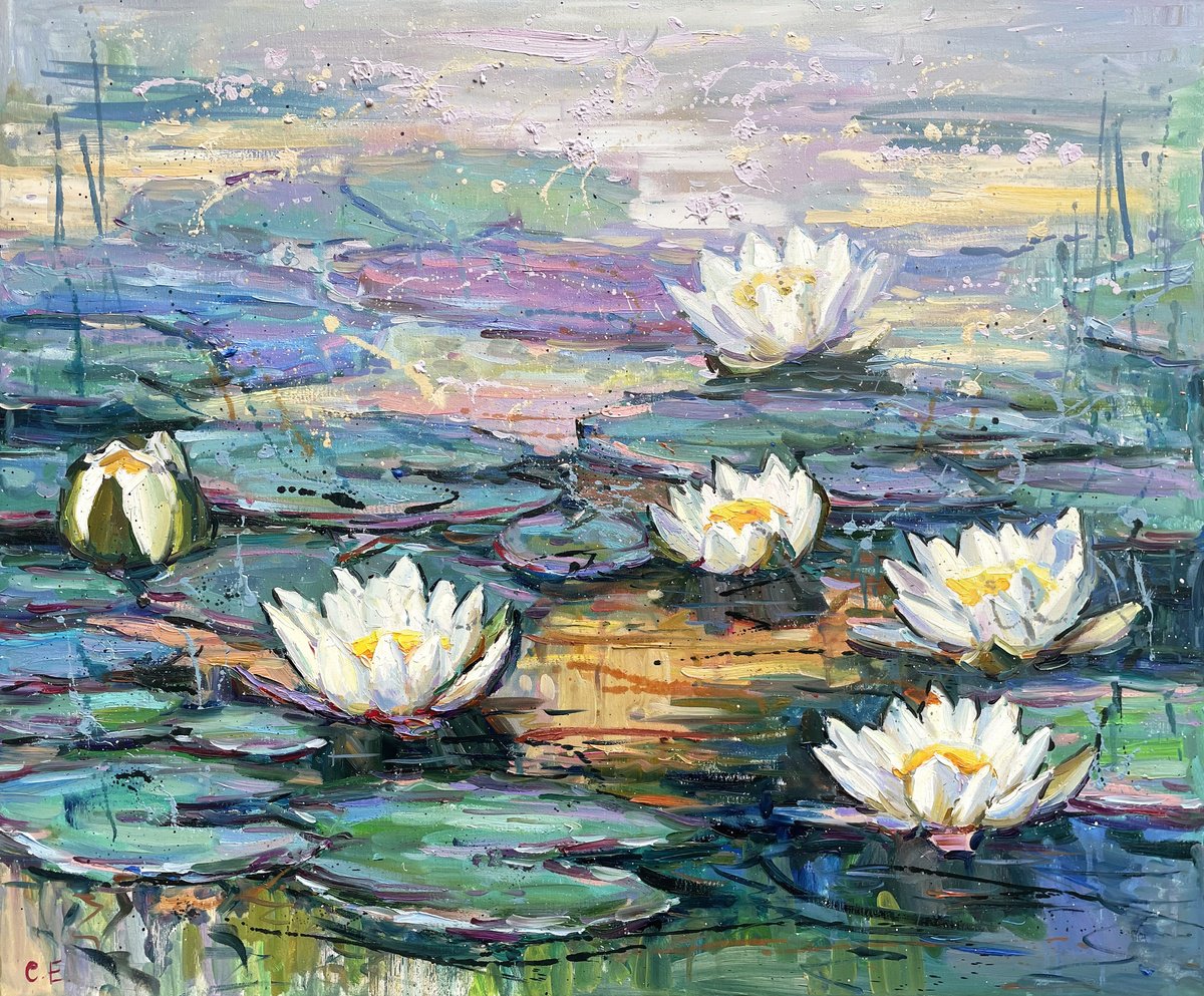 Water Lilies By Evgeny Chernyakovsky, 35 X 30, Artwork For Sale On Artfinder