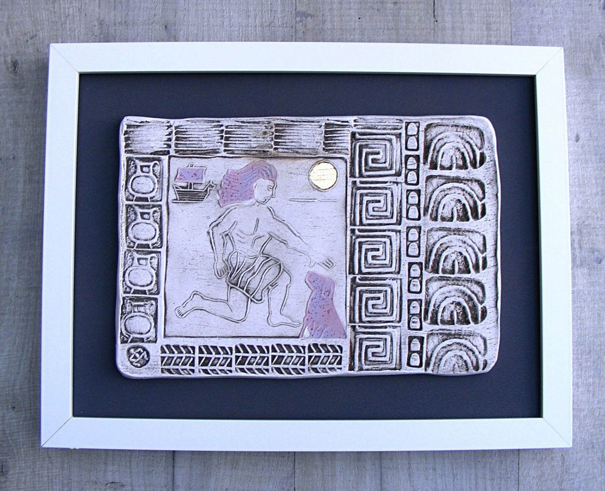 Odysseus Returns to Ithaca - (Framed Ceramic Panel) by Dick Martin