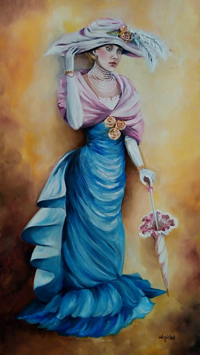Belle epoque - portrait -original painting by Anna Rita Angiolelli
