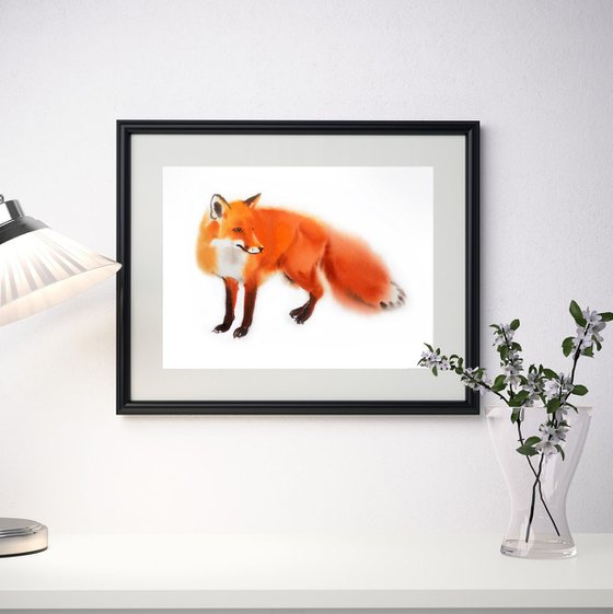 Red Fox - foxy - fox portrait - fox watercolor - fiery foxes - fiery fox