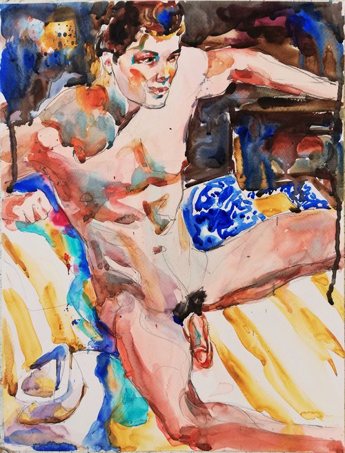 Male Nude with Hat by Jelena Djokic