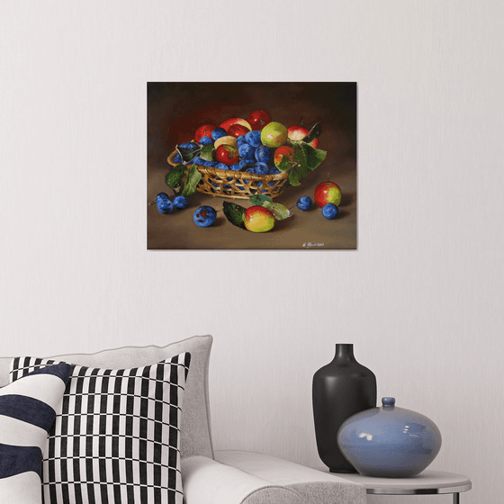 Basket of Apples and Plums