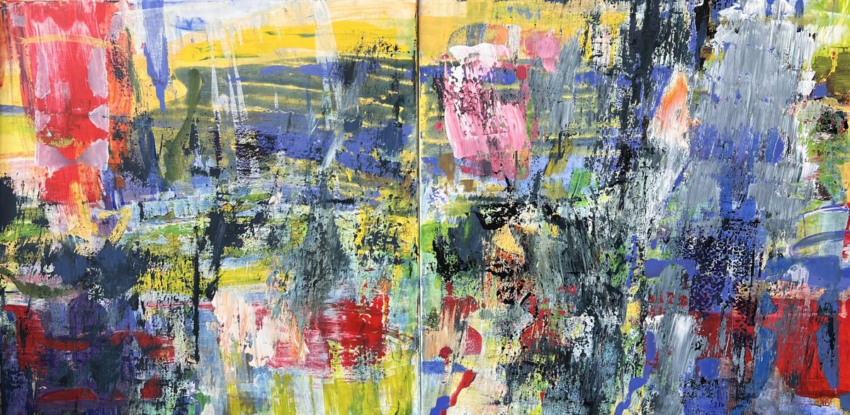 Organic Abstract Acrylic Painting By Florina Breazu, 63 X 31, Levitation/Gravity, Original Artwork