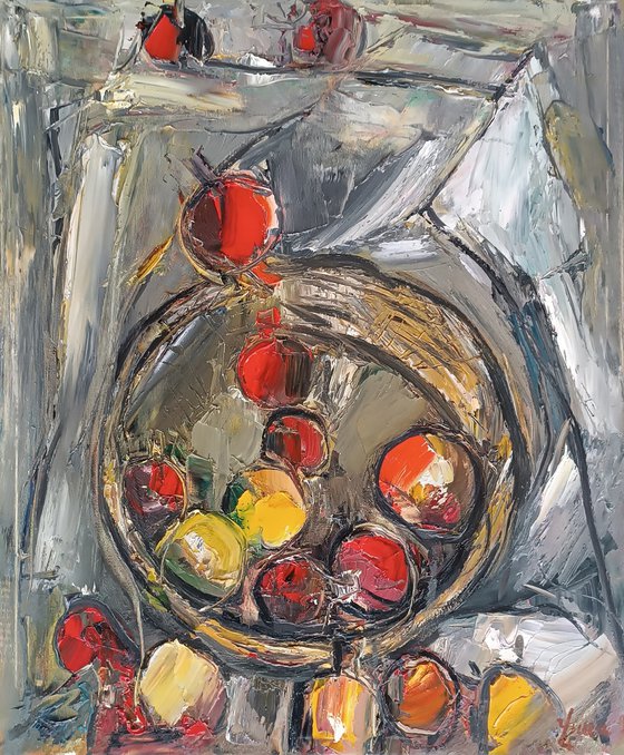 Still life with pomegranates