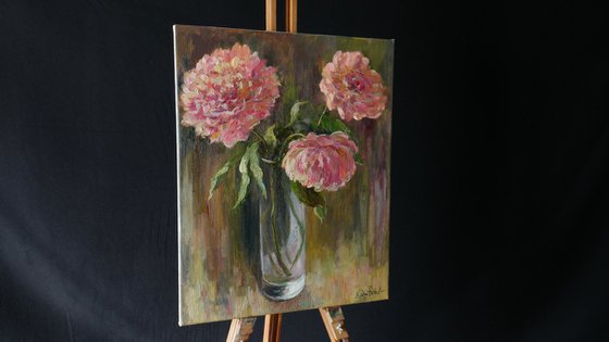 Peonies In Vase - floral still life painting