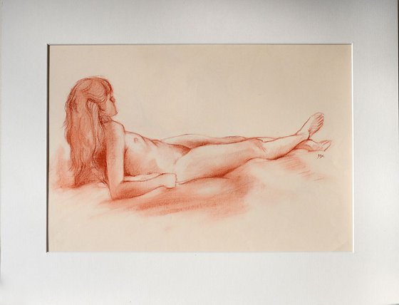 Life Drawing of Nude girl lying
