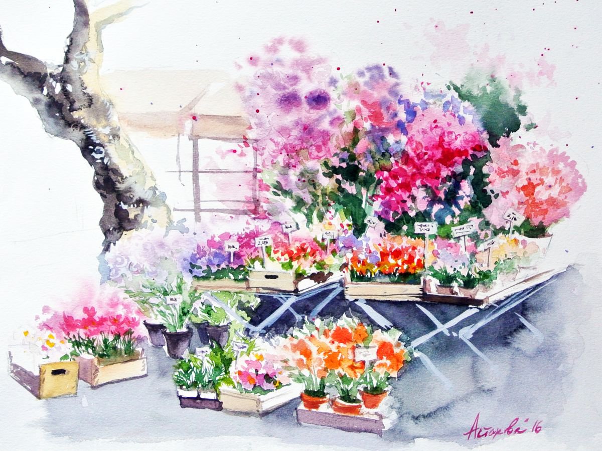 Flowers’ Market in Aix-en-Provence by Ksenia Astakhova