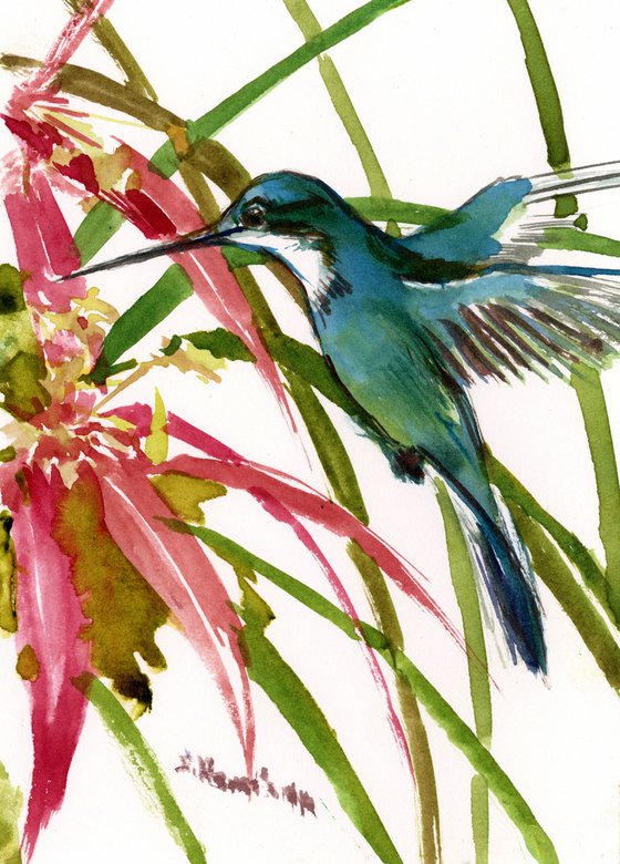 Hummingbird and Flowers