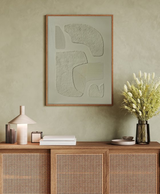 "Sage bay 2" High textured sage abstract art