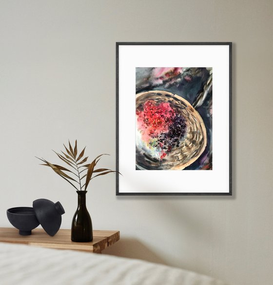 Summer Treasures - Red and Black Berries in a Basket