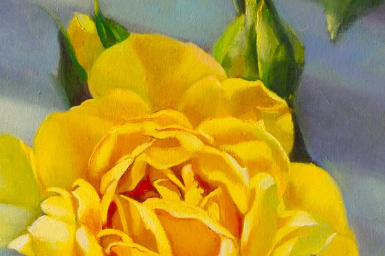 "Towards"  rose flower  liGHt original painting  GIFT (2018)