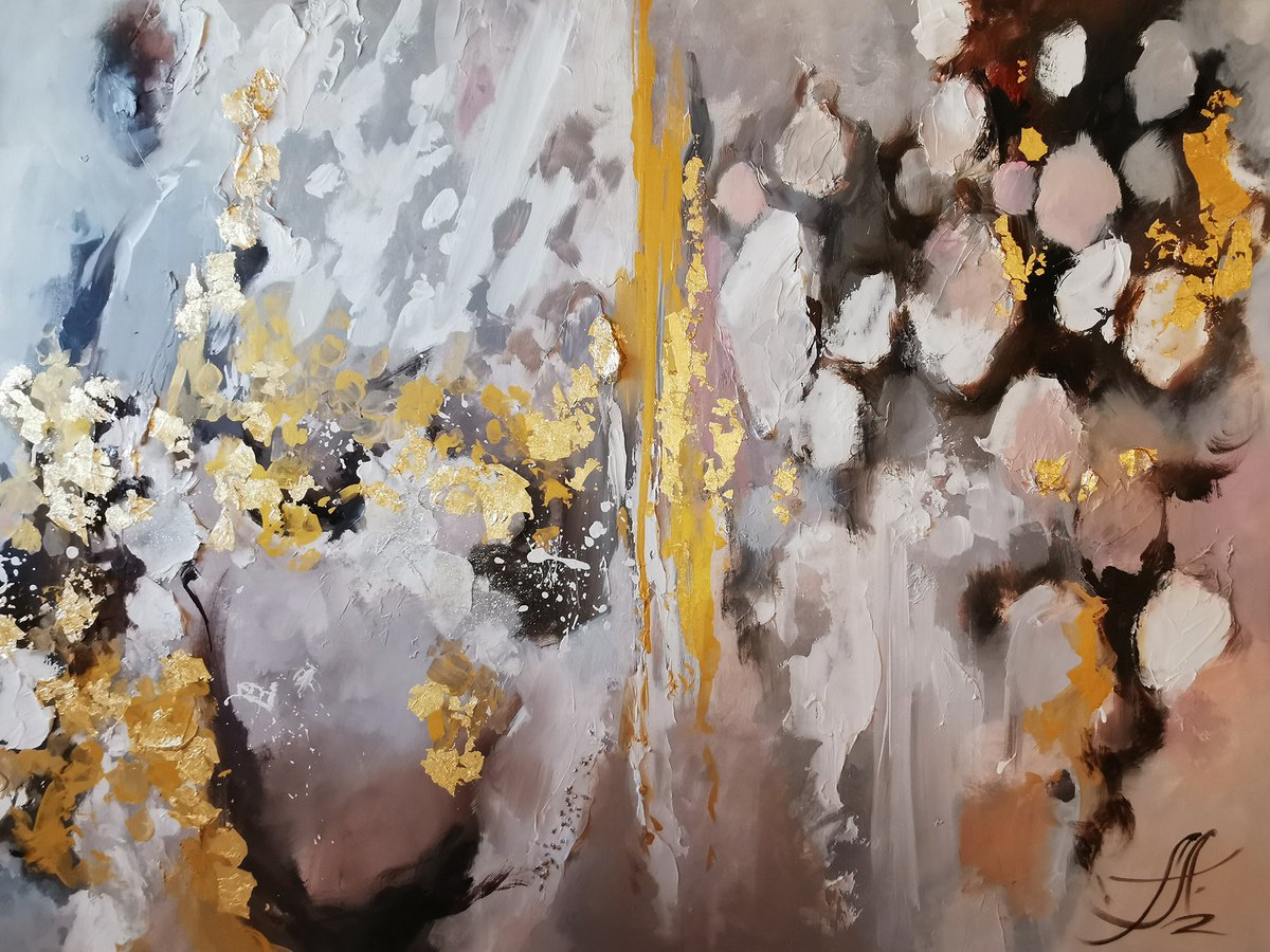 Extra large painting, Gold Leaf Abstract art