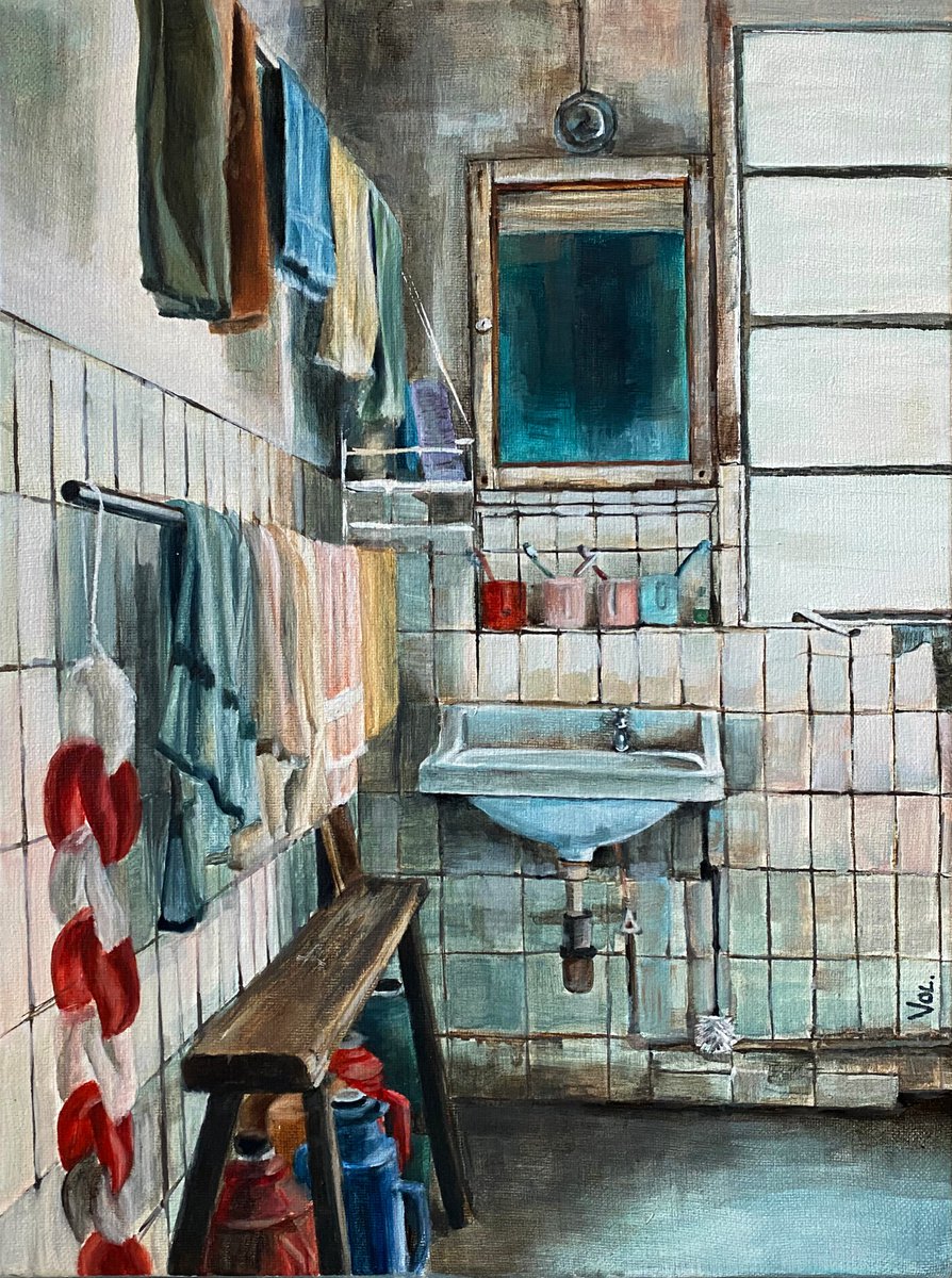 Painting In the bathroom by Alexandra Volodina