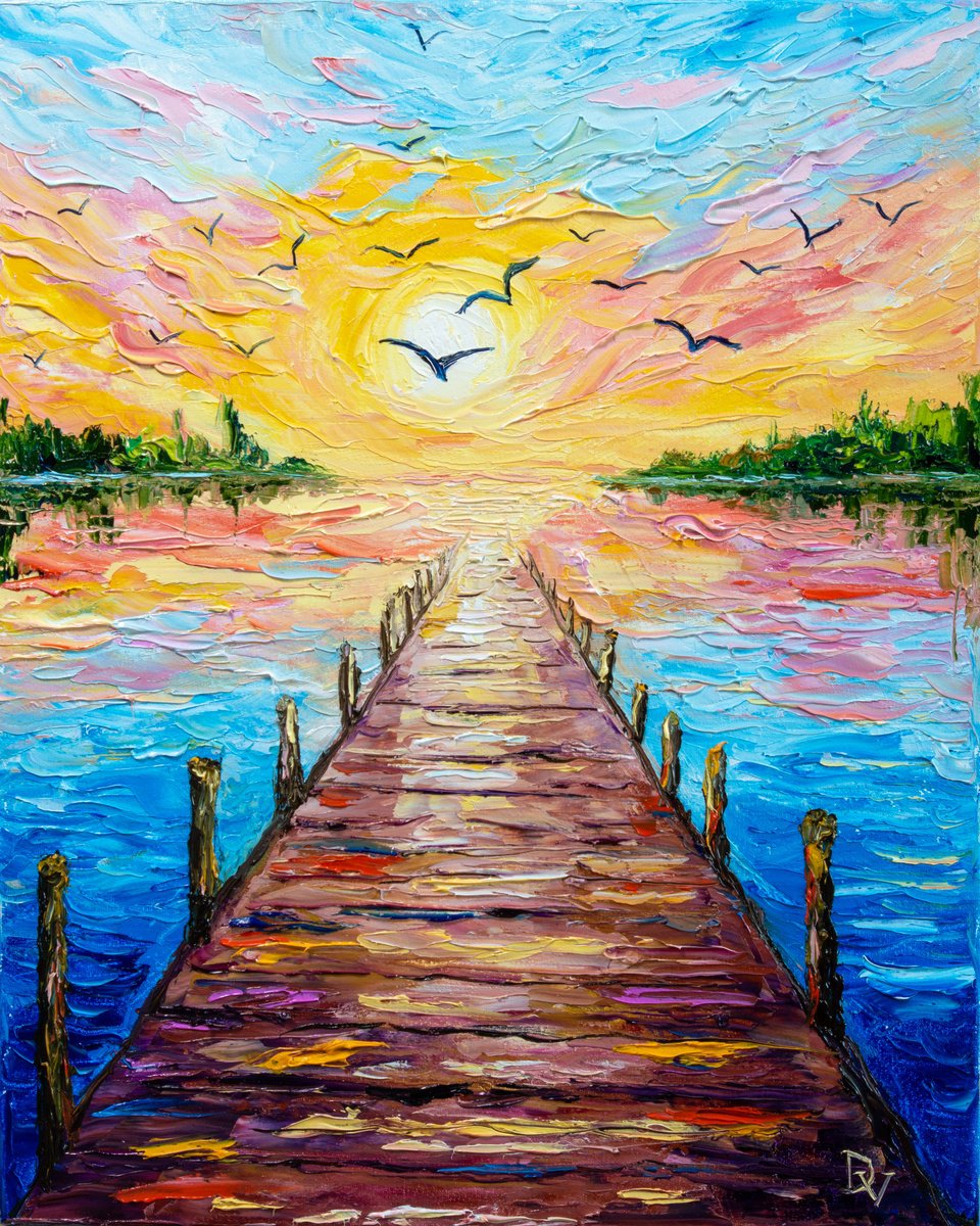 Impressionistic Landscape Oil Painting By Vladyslav Durniev, 16 X 20", Path To Infinity, Original Artwork