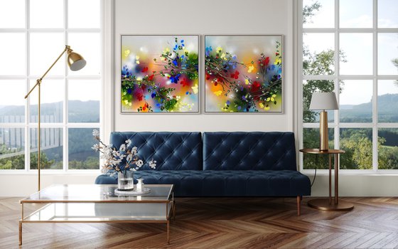 Between Light and Bloom - Diptych