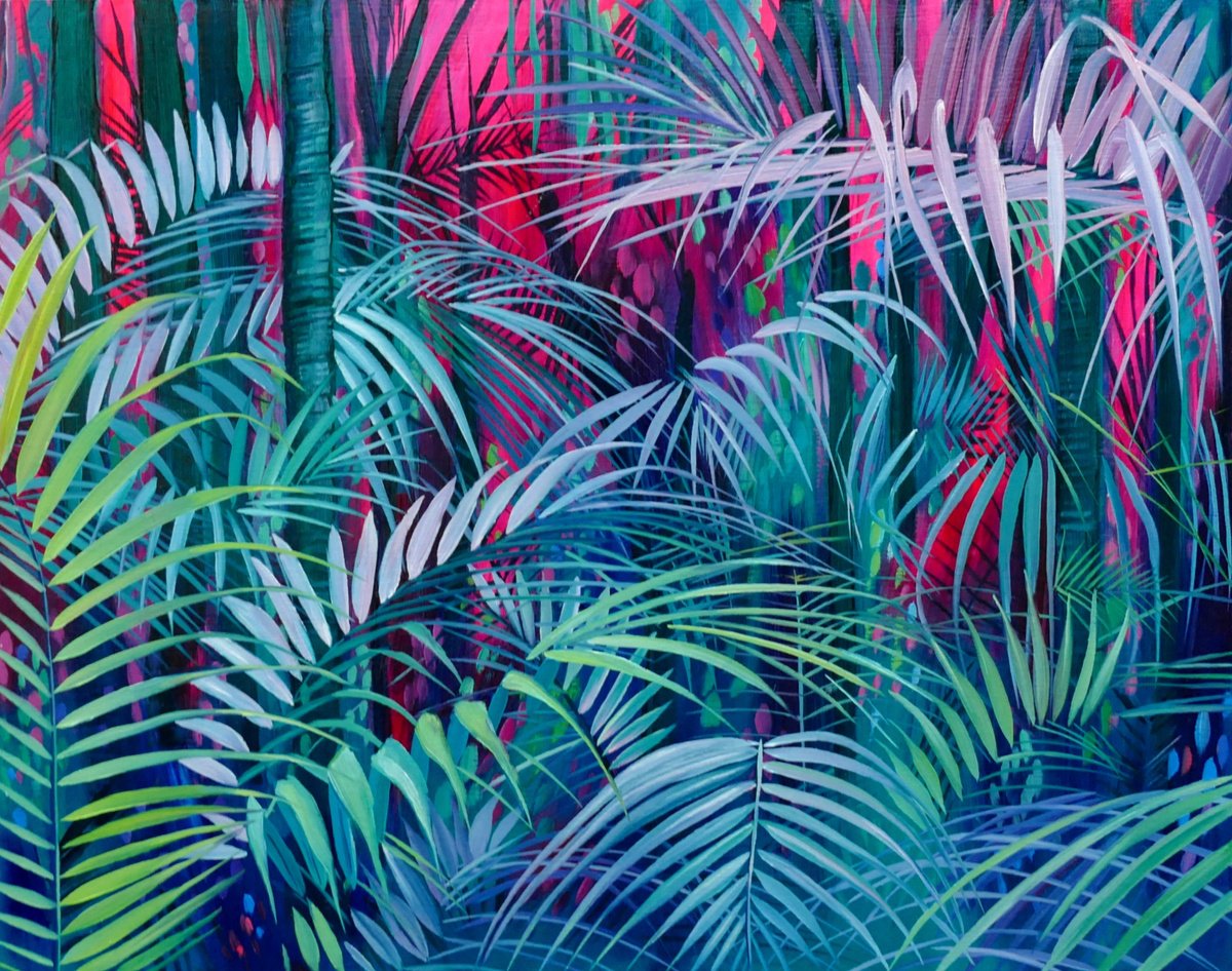 Impressionistic Botanical Oil Painting By Alanna Eakin, 21 X 17, Wild Jungle, Original Artwork