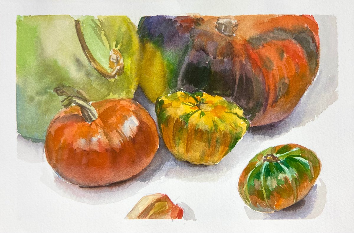 Pumpkins | little watercolor etude by Nataliia Nosyk
