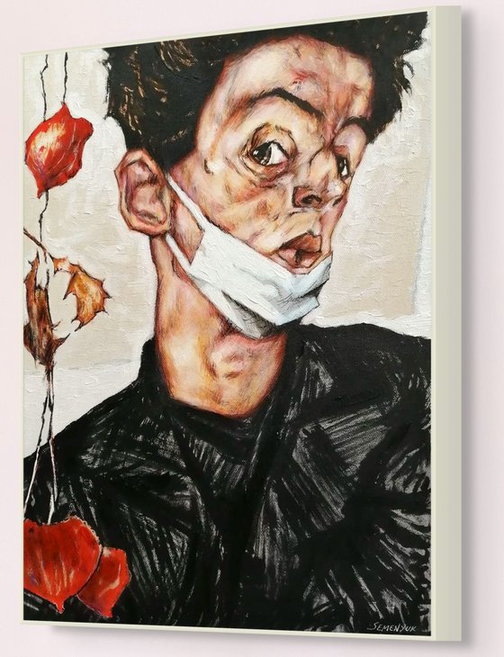Egon Schiele style Man in mask