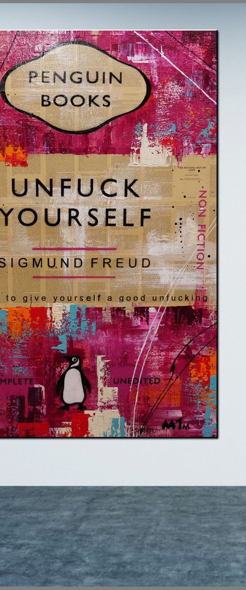 The Psychology of Unfucking 140cm x 100cm Book Page Urban Pop Art by Franko