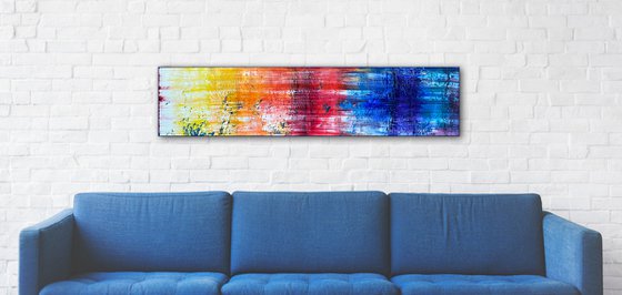 "Light Me Up" - Original PMS Oil Painting On Reclaimed Wood - 48 x 11 inches