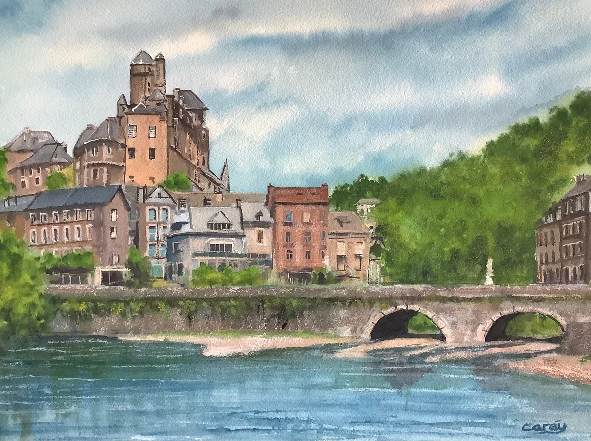 Impressionistic Cityscapes Watercolour By Darren Carey, 15 X 11, France, Medieval Town, Original Artwork