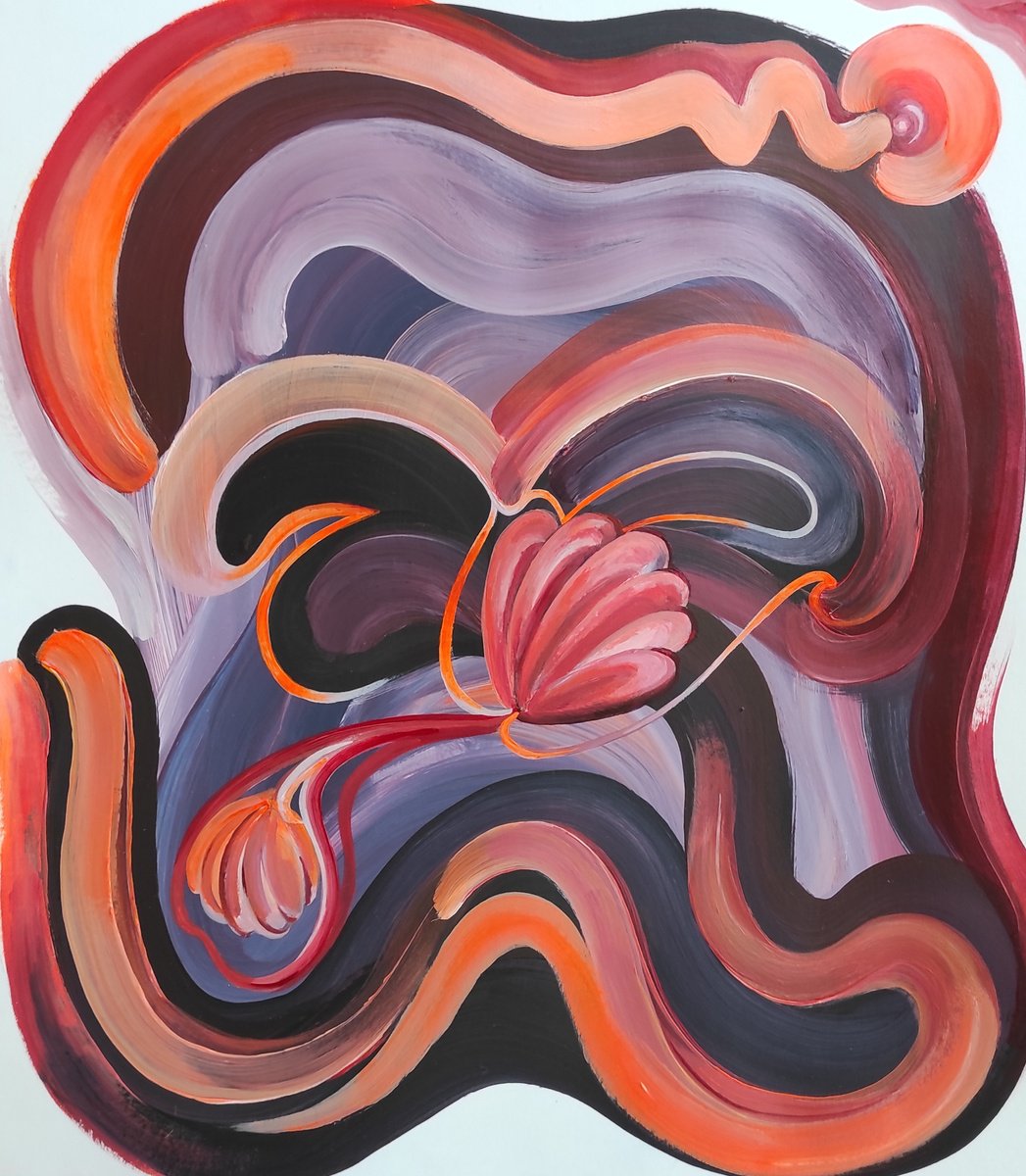 Expressive Abstract Acrylic Painting By Tetiana Borys, 10 X 12", Find Your Shell, Original Artwork