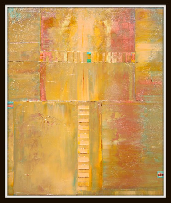 Yellow Golden Primitive Harvest Abstract