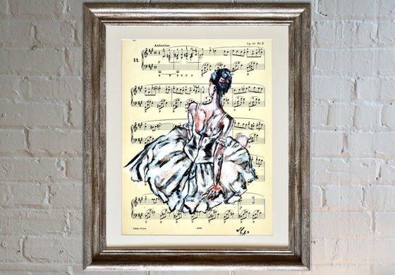 Ballerina XVI - Vintage Music Page, GIFT idea