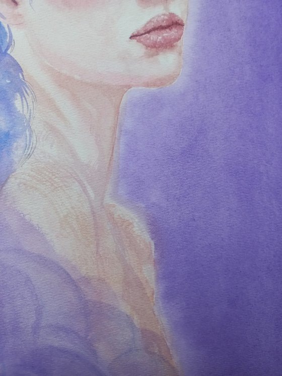 Abstract watercolor portrait 39x54 cm